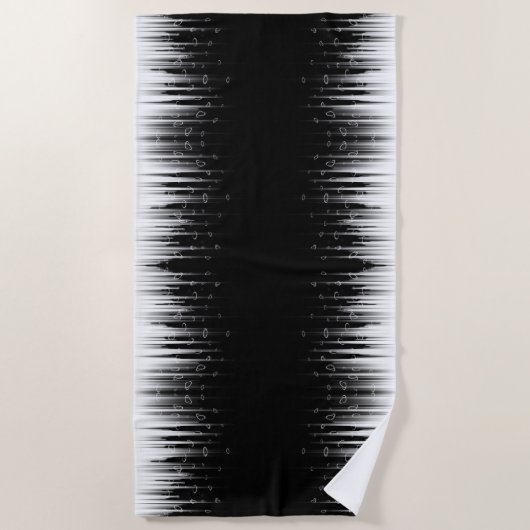 Serviette De Plage Flux De Ligne Cerclée Noir Et Blanc (Devant)