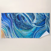 Serviette De Plage Flux de turbulences dans la mer, Art Abstrait (Devant)