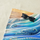 Serviette De Plage Flux de turbulences dans la mer, Art Abstrait (En situation)