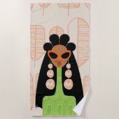 Serviette De Plage Fly Girl Orange et Green Beach Tower (Devant)