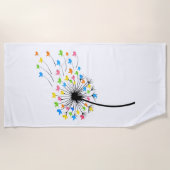 Serviette De Plage Flying colorful birds dandelion flow (Devant)