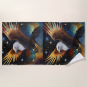 Serviette De Plage Flying Eagle Colorful Cosmic Art, (Devant)