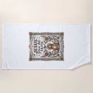 Serviette De Plage Foi en Jésus Art Populaire Foi Chrétienne Jésus Ar