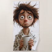 Serviette De Plage Folie du matin : Café d'abord, questions plus tard (Devant)