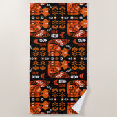 Serviette De Plage Folk Art Fox Et Hen (Devant)