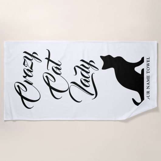 Serviette de plage folle drôle de Madame de chat (Devant)