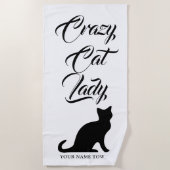 Serviette de plage folle drôle de Madame de chat (Devant)