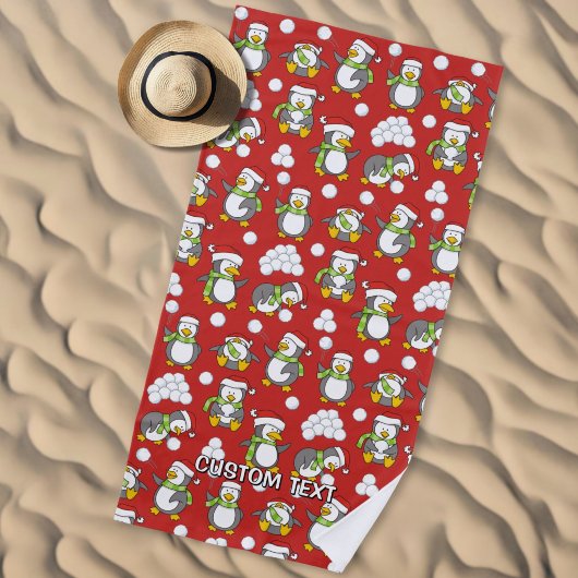 Serviette De Plage Fond de manchots de Noël