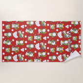 Serviette De Plage Fond de manchots de Noël (Devant)