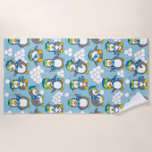 Serviette De Plage Fond de petits pingouins (Devant)