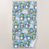 Serviette De Plage Fond de petits pingouins (Devant)