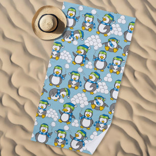 Serviette De Plage Fond de petits pingouins