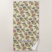 Serviette De Plage Fond d'icônes de jouets (Devant)