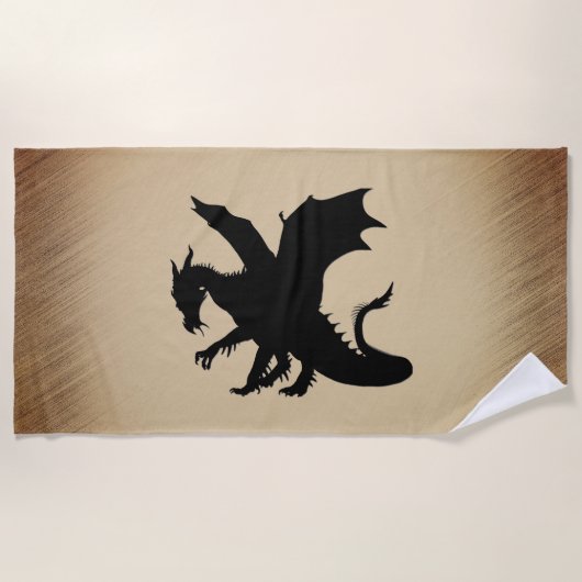Serviette De Plage Fond rustique Dragon Noir (Devant)