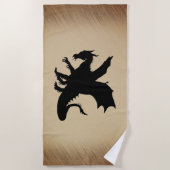 Serviette De Plage Fond rustique Dragon Noir (Devant)