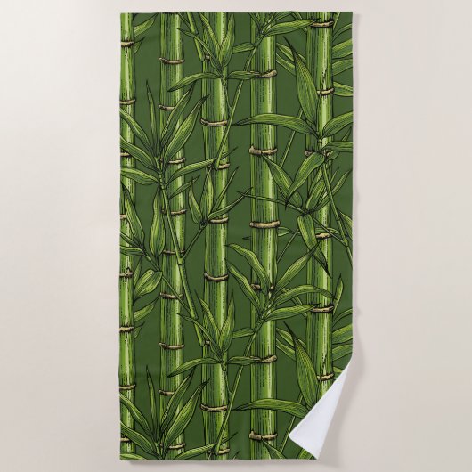 Serviette De Plage Forêt de bambou en vert (Devant)
