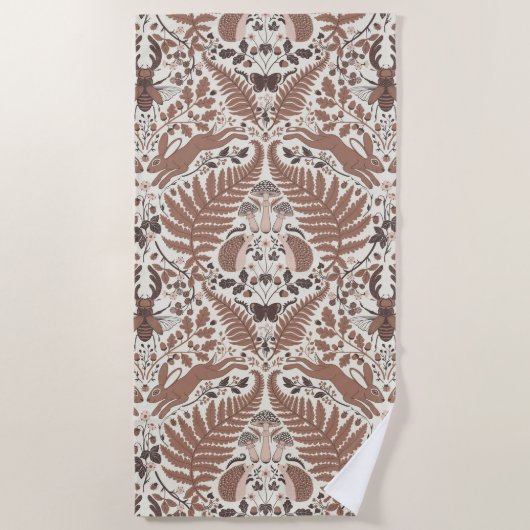 Serviette De Plage Forêt de mousse de Mocha/Bois et plantes (Devant)