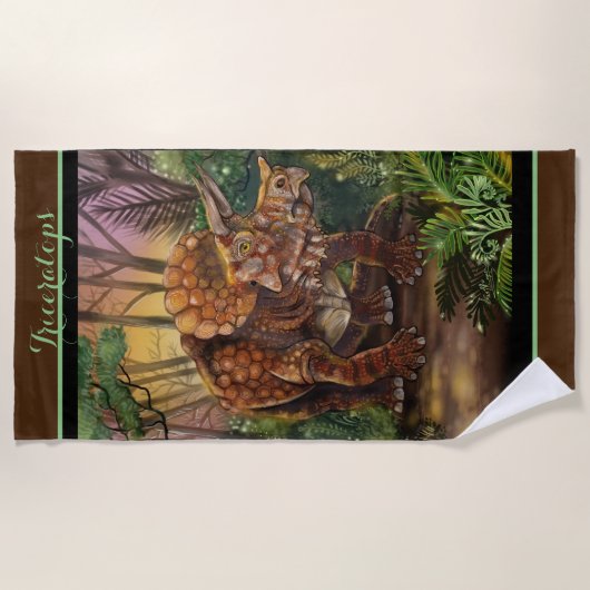 Serviette De Plage Forêt des Tricératops (Devant)
