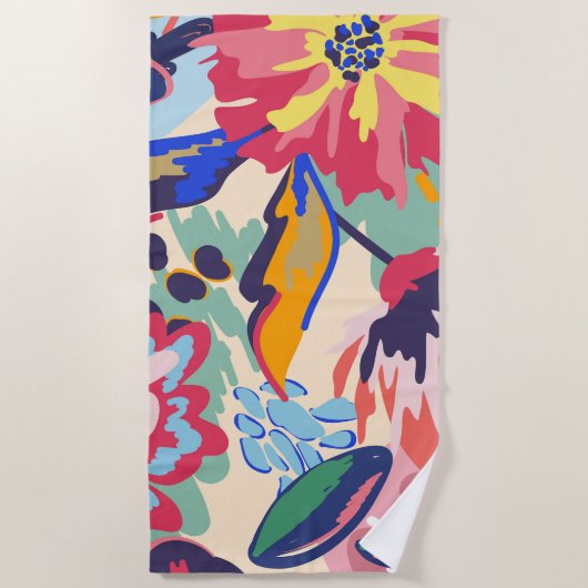 Serviette De Plage Forêt et rose (Devant)