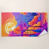 Serviette De Plage Forêt Lune Vibrante (Devant)