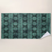 Serviette De Plage Formats de rectangles en vert, tacheté foncé (Devant)