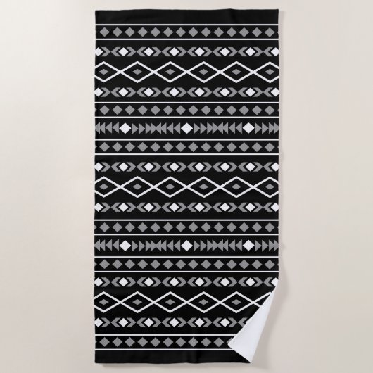 Serviette De Plage Formes Aztec Motif gris noir (Devant)