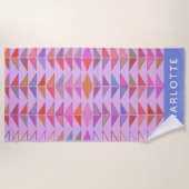 Serviette De Plage Formes géométriques Abstraites mignonnes violet pe (Devant)