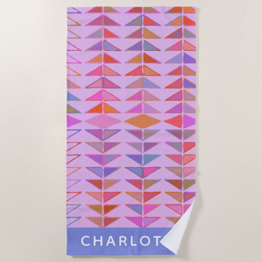 Serviette De Plage Formes géométriques Abstraites mignonnes violet pe (Devant)