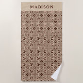 Serviette De Plage Formes Géométriques Beiges Et Brown (Devant)