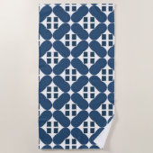 Serviette De Plage Formes géométriques bleues abstraites (Devant)