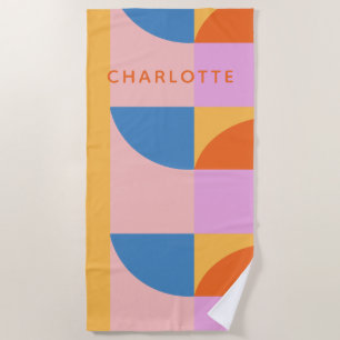 Serviette De Plage Formes géométriques colorées modernes personnalisé