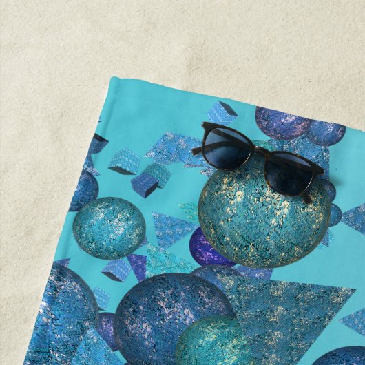 Serviette De Plage Formes géométriques modernes avec monogramme en bl (En situation)