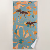 Serviette De Plage Fourmis avec fleurs bleues Flore australienne (Devant)