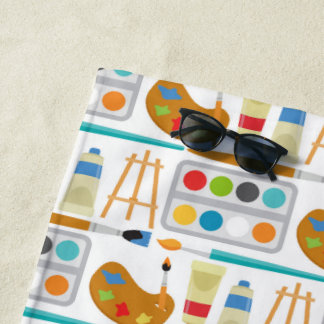 Serviette De Plage Fournitures d'art coloré - Motif de peinture amusa