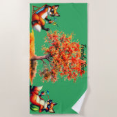 Serviette De Plage Foxes temps famille (Devant)