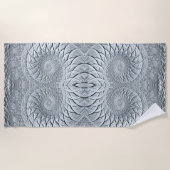 Serviette De Plage Fractale en spirale grise abstraite (Devant)