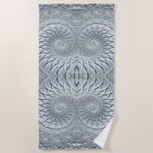 Serviette De Plage Fractale en spirale grise abstraite (Devant)