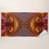 Serviette De Plage Fractale Rouge Feu Abstraite (Devant)