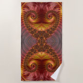 Serviette De Plage Fractale Rouge Feu Abstraite (Devant)