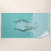 Serviette De Plage Fraîcheur d'eau humaine noire et blanche fraîche (Devant)