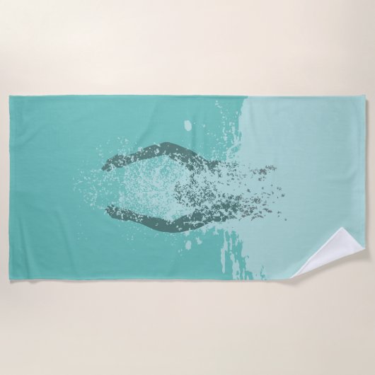 Serviette De Plage Fraîcheur d'eau humaine noire et blanche fraîche (Devant)