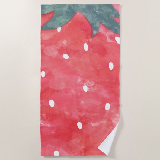 Serviette De Plage Fraise à l'aquarelle mignonne (Devant)
