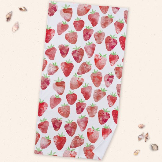 Serviette De Plage Fraise Aquarelle Fruit