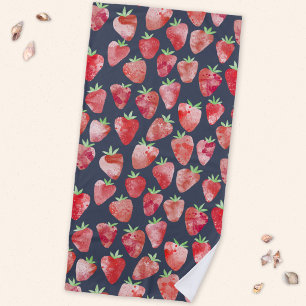 Serviette De Plage Fraise Aquarelle Fruit Foncé