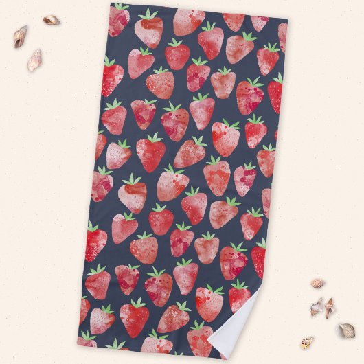 Serviette De Plage Fraise Aquarelle Fruit Foncé
