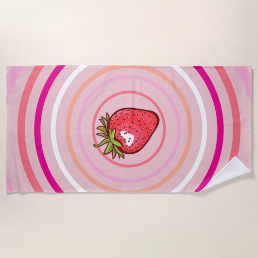 Serviette De Plage Fraise Rose (Devant)