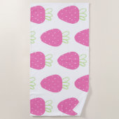 Serviette De Plage Fraise rose Aquarelle Minimale Fruit (Devant)