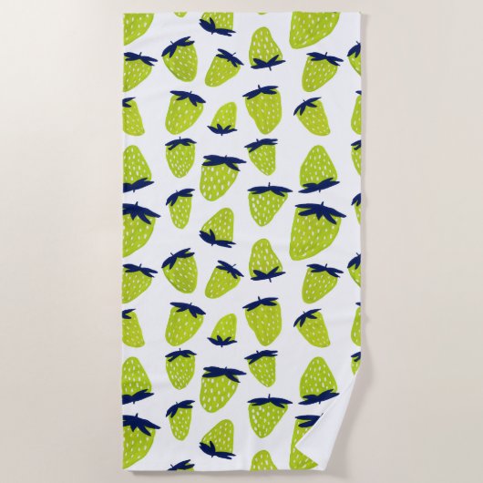 Serviette De Plage Fraises d'été bio néon vert (Devant)