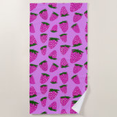 Serviette De Plage Fraises d'été bio violet (Devant)