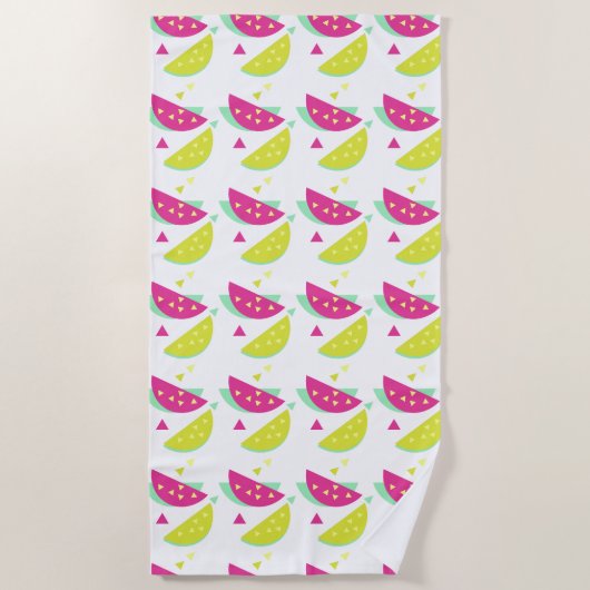 Serviette De Plage Fraises d'été et limonade géométrique (Devant)